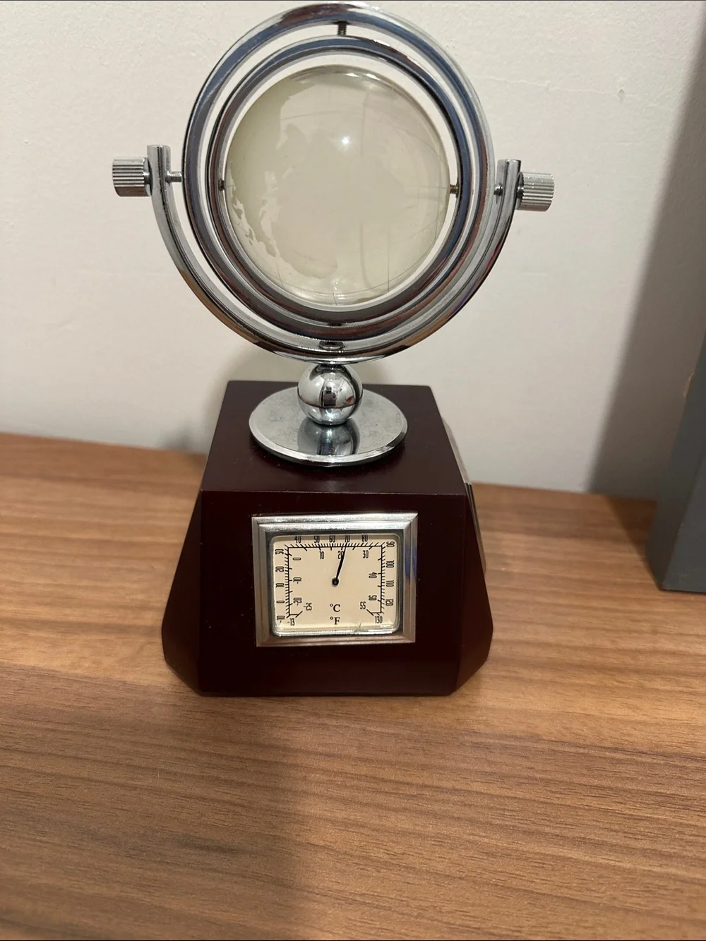 Decorative Globe Clock Accent in Brown and Silver